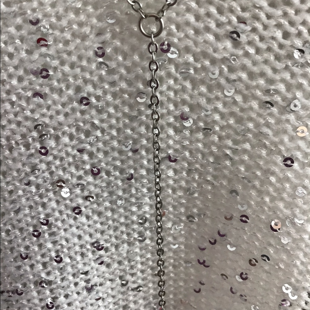 Sparkly Silver tones and white Tank Top